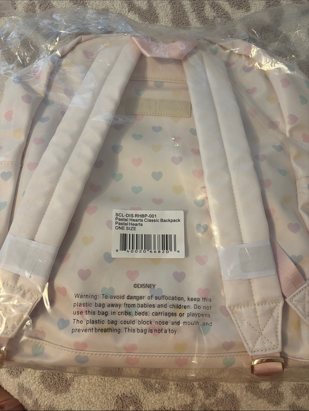 Stoney Clover Lane Pastel Hearts Classic Backpack Disney Pearl - Picture 4 of 4